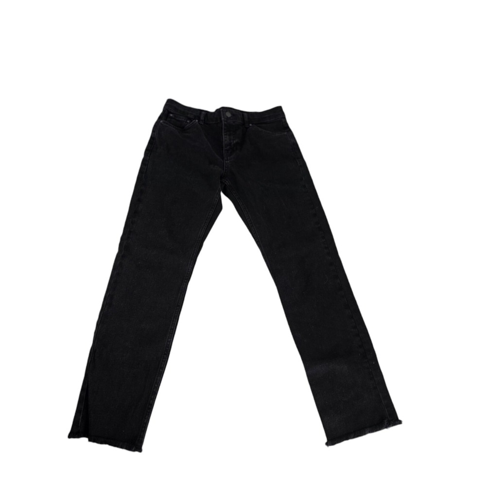 Topshop‎ Womens Black Jeans Size 6 Black Cropped Frayed Hem RN 125149